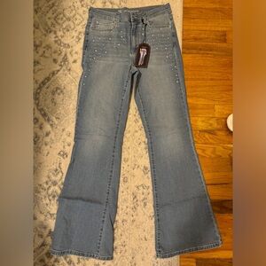 No Boundaries Juniors Rhinestone Flare Jeans Size 9